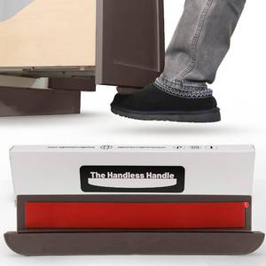 lot 14192 image: The Handless Handle �� Hands-Free Garbage Drawer Foot Pull Handle, Touchless Opener for Drawers, Bins, & Cabinets (Brown, 1 Pack)