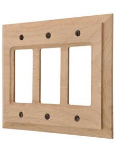 lot 14207 image: AMERELLE 180RRR Baker Triple Rocker Unfinished Wood Wallplate