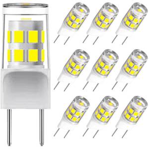lot 14210 image: (10Pack)G8 Led Bulbs,T4 3W Replacement for 20-25W Halogen Bulb,Daylight White 6000K,GY8.6 JCD Type Bi-Pin Base,120V,Puck Light Bulb,for GE Microwave Light,Under Cabinet, Under Counter Kitchen Lighting
