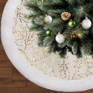 lot 14228 image: 36 Inch Christmas Tree Skirt,White and Gold Faux Fur Xmas Tree Skirt,Thick Plush Velvet Tree Skirt for 4ft6ft7.5ft9ft Christmas Trees,Large White Christmas Tree Skirt for Holiday Decoration
