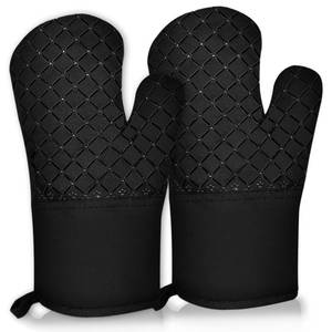 lot 14232 image: 2 Pcs Oven Mitts Heat Resistant for Kitchen, Kitchen Oven Gloves, Long Oven Mitts and Pot holder with Non-Slip Silicone Stripe and Soft Cotton Lining, Silicone Oven Mitts for Cooking Baking BBQ Gloves