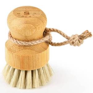 lot 14237 image: SUBEKYU Bamboo Dish Scrub Brushes for Kitchen, Cleaning Scrubber for Washing Cast Iron PanPot, Natural Sisal Bristles, 1 Pack