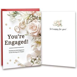 lot 14241 image: TzenvoGift Engagement Card for couples congratulations �� ��You��re Engaged�� Floral Ring Design �� Elegant Greeting Card with Inside Message �� Includes Envelope & Stickers