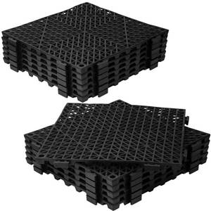 lot 15632 image: 12Pcs Drainage Interlocking Floor Tiles 11.8 x 11.8, Modular Interlocking Cushion Soft PVC Floor Non-Slip Splicing Waterproof Mat for Drain, Pool, Shower, Patio, Balcony, Bathroom, Kitchen, Yard