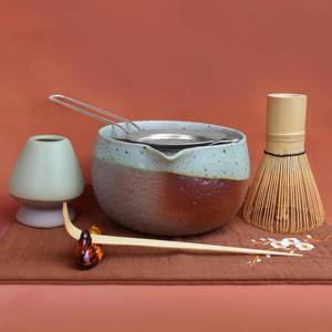lot 15636 image: Artcome Matcha Tool Set�� Bowl with Pouring Spout, Whisk, Whisk Holder, Tea Scoop, Matcha Strainer, Tea Spoop, Tea Scoop Holder, Tea Cloth �� Traditional & Refined