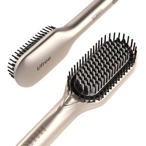 lot 15641 image: Ufree Upgraded Hair Straightener Brush, 5 Temps Straightening Brush with Ionic Tech, Cool Air System, Dense Bristles, Dual Voltage, Ceramic Hot Comb, Women Gifts