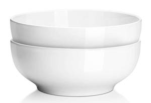 lot 15643 image: DOWAN Serving Bowls, 9.5 Large Salad Bowls for Entertaining, Side Dishes, Pho, Pasta, Centerpiece Bowls for Dinner Parties, Kitchen Decor, Microwave & Dishwasher Safe, White