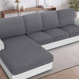 lot 15665 image: H.VERSAILTEX Sectional Couch Covers 1 Piece Chaise Slipcover L Shape Separate Cushion Couch Cover for Both LeftRight Sectional Couch (Seat Only 1 Chaises, Grey)
