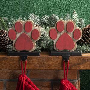 lot 15667 image: Glitzhome 2 Pcs Wooden Paw Stocking Holder, 6.25 Inch Xmas Hanging Hooks for Stockings Christmas Indoor Decoration