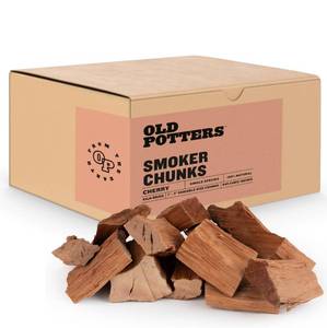 lot 15669 image: Old Potters Smoker Wood Chunks 12 lbs for Grilling, Smoking, and Wood Fire Cooking 2 x 3 Inches, (Cherry, 790 Cu in.)