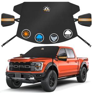 lot 15672 image: Zettum Car Windshield with Tow Mirror Cover - 600D Windshield Cover for Ice and Snow Windproof & Heavy Duty, Winter Frost Hail Protector for Pickup, Truck, SUV, Van and MPV with Large Mirror Models