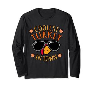 lot 16102 image: Coolest Turkey Funny Thanksgiving Family Men Women Graphic Long Sleeve T-Shirt M