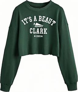 lot 16114 image: ZKDOO Womens Its a Beaut Clark Est 1989 Crop Sweatshirt Funny Christmas Tree Farm Graphic Lantern Long Sleeve Pullover Xmas Winter Holiday Tops(S,Green-Clark01)