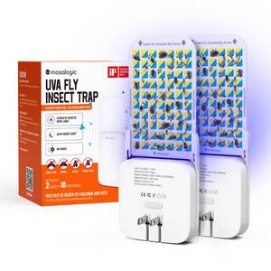 lot 16134 image: Mosalogic Fruit Fly Traps for Indoors Gnat Trap for House Indoor-600 Sqft Protection Area UV Fly Insect Trapper for Fruit Flies��Gnats��Mosquito��and Other Flying Insect Plug-in Bug Killer White 2Pack