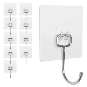 lot 16136 image: BaGushan Adhesive Wall Hooks for Hanging - 60lb Heavy Duty Waterproof & Rustproof, Sticky Hooks for Walls No Damage, KitchenBathroomRental (Ganchos para Pared) 10-Pack