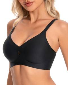 lot 16139 image: Jelly Wireless Push Up Seamless Sleep T Shirt Bras with Support and Lift for Women Soft Full Coverage No Underwire Comfortable Everyday Bra Black XL