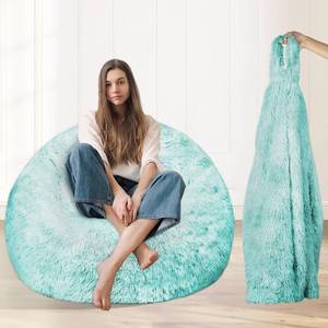 lot 16146 image: TRAVEVA Fluffy Faux Fur Bean Bag Chair Cover for Living Room(No Filler), Bean Bag Chairs Cover for KidsTeens,Premium Furry Anti-Slip Bean Bag Cover for Organizing Plush Toys (Water Ripple)