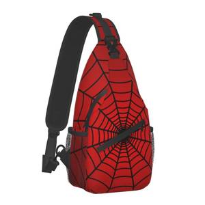 lot 16149 image: Red Spider Web Unisex Crossbody Backpack Sling Bag for Men Women One Shoulder Chest Bags Triangle Rucksack Strap for Gym Sport Travel Hiking Casual Outdoor Walking Biking Cycling Daypack