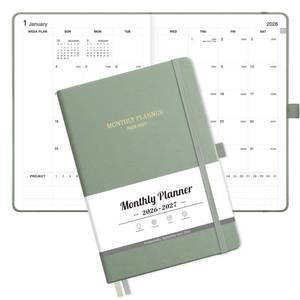 lot 16150 image: LOAPEM 2026-2027 Monthly Planner, Jan 2026 - Dec 2027, Medium Size (5.7 x 8.3), 2026-2027 Calendar, 24 Self-adhesive Monthly Tabs, Leather Hardcover, 100 GSM Thick Paper (Light Green)