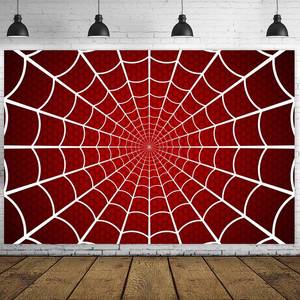 lot 16157 image: Spider Web Happy Birthday Banner Backdrop Super Hero Theme Decor Decorations for Birthday Party Supplies B Photo Booth Props Background Photography