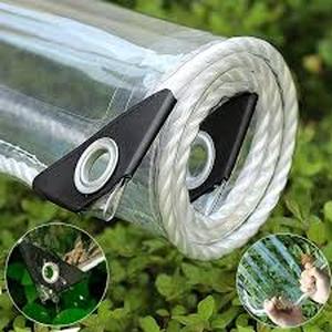 lot 6045 image: White Tarp with Green Utility Rope Bundle