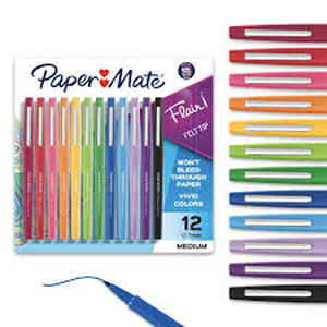 lot 8301 image: Paper Mate Flair Felt Tip Pens - 12 Pack