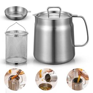 lot 3159 image: Stainless Steel 304 Oil Filter Pot, 2L - High Resistance, Multifunctional Fryer for Bacon, Chicken, Pasta, Asparagus, Oil Storage. Durable, Safe, Easy to Use �� Perfect for Chefs & Cooking Enthusiasts