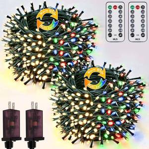 lot 3161 image: 2 Pack Warm White to Multicolor Christmas Lights Indoor Outdoor, Super Bright 66FT 200 LED String Lights Waterproof, Twinkle Xmas Light with Timer for Bedroom Party Christmas Tree Decorations
