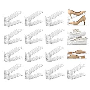 lot 3167 image: Uni HIMO shoe slots organizer, Clear Shoe Stacker, Adjustable Level Shoe Rack,Storage Space Saver for Sneakers Display (Transparent, 16Pack)
