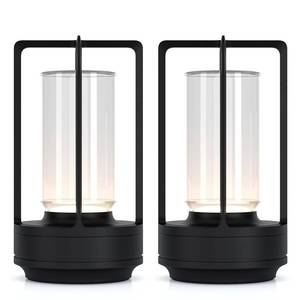 lot 3169 image: Portable Metal Table Lamp for IndoorOutdoor ,Rechargeable Cordless LED Lamp, 3-Colour Infinitely Dimming Battery Powered Small Desk Lamp, RestaurantBedroomBarCoffeeCamping Light (Black Set of 2)