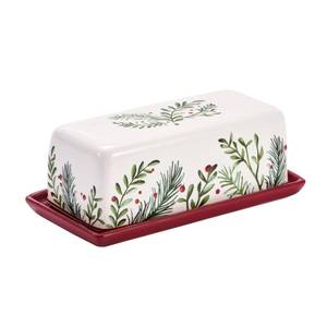 lot 3174 image: Bico Santa On The Way Ceramic Butter Dish with Lid, Wide Butter Keeper for Counter, Kitchen Countertop, Microwave and Dishwasher Safe