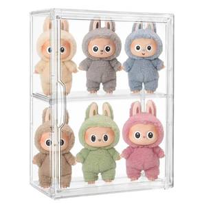 lot 3178 image: Acrylic Display Case Compatible with Labubu POP MART, Clear Figure Display Cases for Collectibles, Stackable Display Box with Magnetic Door 1 Pack