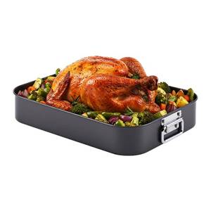 lot 3191 image: Bakeley Roasting Pan, Nonstick Roaster Pan with Rack, Turkey Roasting Pan with V Rack, 17 Inch x 13 Inch, Black