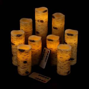 lot 3207 image: Vinkor Flameless Candles Battery Operated Candles Birch Effect 4 5 6 7 8 9 Set of 9 Real Wax Pillar LED Candles with 10-Key Remote Control 2468 Hours Timer