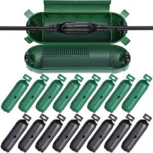 lot 3213 image: 16Pcs Outdoor Extension Cord Safety Cover, IP44 Waterproof,Adjustable Compartment, Safety Housing Case, Electrical Connection Box for Power Tools, Holiday Decorative Lights Plugs Sockets, Black Green