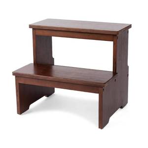 lot 3215 image: StrongTek Bamboo Two Step Stool for Adults and Kids, Bed Stepstool with Anti-Slip Bottom, Heavy Duty for Kitchen, Bathroom, Bedside Step Stool, Wooden Step Stairs 350 lbs Capacity (Dark Chocolate)