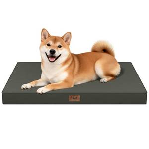 lot 3226 image: Tail Stories Outdoor Dog Bed for Medium Dogs, Waterproof Dog Crate Mat Orthopedic Egg Crate Foam Pet Bed with Washable Removable Oxford Cover, Brown