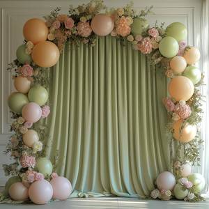lot 3227 image: KRYOSYN 10x10FT Sage Green Backdrop Curtains for Wedding Parties, Wrinkle Free Photo Backdrop Curtains for Wedding Birthday Party Baby Shower, Fabric Drape with Rod Pockets 5ft x 10ft, 2 Panels