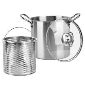 lot 3228 image: 3.5L Deep Fryer Pot with Oil Drip Drainer Stainless Steel Fryer Pot with Lid and Basket Deep Frying Pot for Party Restaurant Kitchen Dining Party Picnic