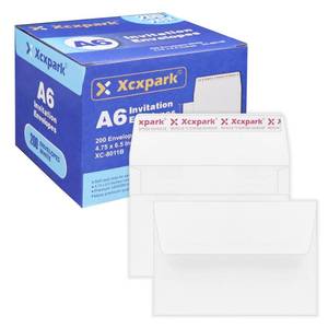 lot 3233 image: Xxcxpark 200 Qty Printable A6 Invitation Envelopes 4.75 x 6.5 Cards, Self Seal 120GSM white Paper Envelopes for Invitations, Papers, Photos, Documents, Wedding, Baby Shower, Easy to Seal and Peel