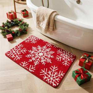 lot 3253 image: TYUU Christmas Bathroom Rugs, Extra Soft Absorbent Bath Rug Non Slip Washable Bathroom Mat Holiday Xmas Home Decor Indoor Bath Mat, Snowflake, 20x30