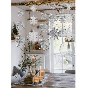 lot 4005 image: Crafare Christmas 3D Hanging Snowflakes Ornaments 3 Size 18PCS White Silver Snowflakes Hanging Garland for Winter Wonderland Holiday New Year Party Home Decoration