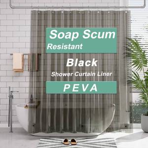 lot 4007 image: AmazerBath 72x78 Long Shower Curtain Liner, Clear Black Plastic Shower Curtain Liner, Waterproof PEVA Shower Liner, Cute Lightweight Shower Curtains for Bathroom with 3 Magnets & Rustproof Grommets