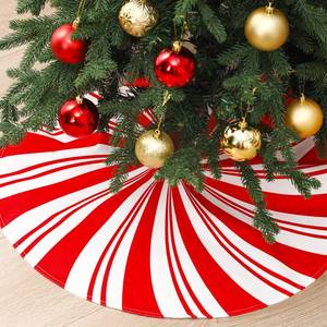 lot 4031 image: FuWeave 24 Inch Candy Cane Swirl Christmas Tree Skirt Red and White Christmas Tree Mat Reusable Peppermint Candy Ornaments for Xmas Winter Home Office Decoration Party Supplies