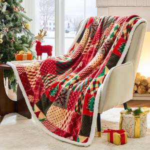 lot 4038 image: Nord ECO Christmas Throw Blanket, Christmas Decorations Gifts for Women, Sherpa Flannel Fleece Winter Holiday Blanket, Fluffy Cozy Soft Christams Throws for Couch Sofa Bed, ChristamsRhombus, 50 X 60