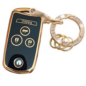 lot 4042 image: TAPAYICA For Key Fob Shell Remote Key Fit for Acura MDX RDX TL TSX ZDX Honda Accord (4 Buttons Black-Gold)