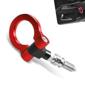 lot 4043 image: yorpyep 1 PC Car Front Bumper Tow Hook, European Thread Specifications Screw-on Racing Style Trailer Pull Ring, Rust-proof Heavy-duty Forged Auto Trailer Ring Eye Tow Hook Kit for Most Cars (Red)
