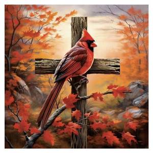 lot 4047 image: Kulvci Cardinal Cross Diamond Painting Kits for Adults, Round Full Drill Diamond Art Kits, 5D DIY Diamonds Crafts for Home Wall Decoration Gifts 12�12Inch