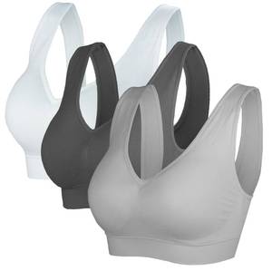 lot 4051 image: KINYAOYAO Womens 3-Pack Seamless Post-Surgery Bra Sports Bra with Removable Pads Black White Grey