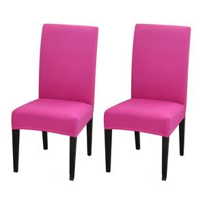 lot 4061 image: 2 Pack Dining Chair Covers, Stretch Spandex Removable Washable Protector Chair Slipcovers for Dining Room Kitchen Hotel (Rosy)